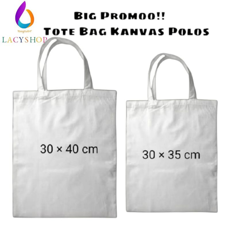 Tas ToteBag Bahan Kanvas Premium Putih Polos