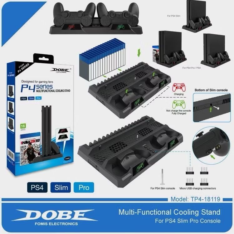 PS4 Dobe Multifunctional Cooling Stand PS4 FAT/SLIM/PRO KIPAS PENDINGIN