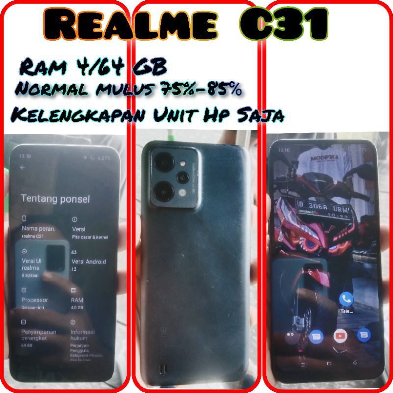 Realme C31 4/64gb Ori Hp Normal Second Mulus Like new