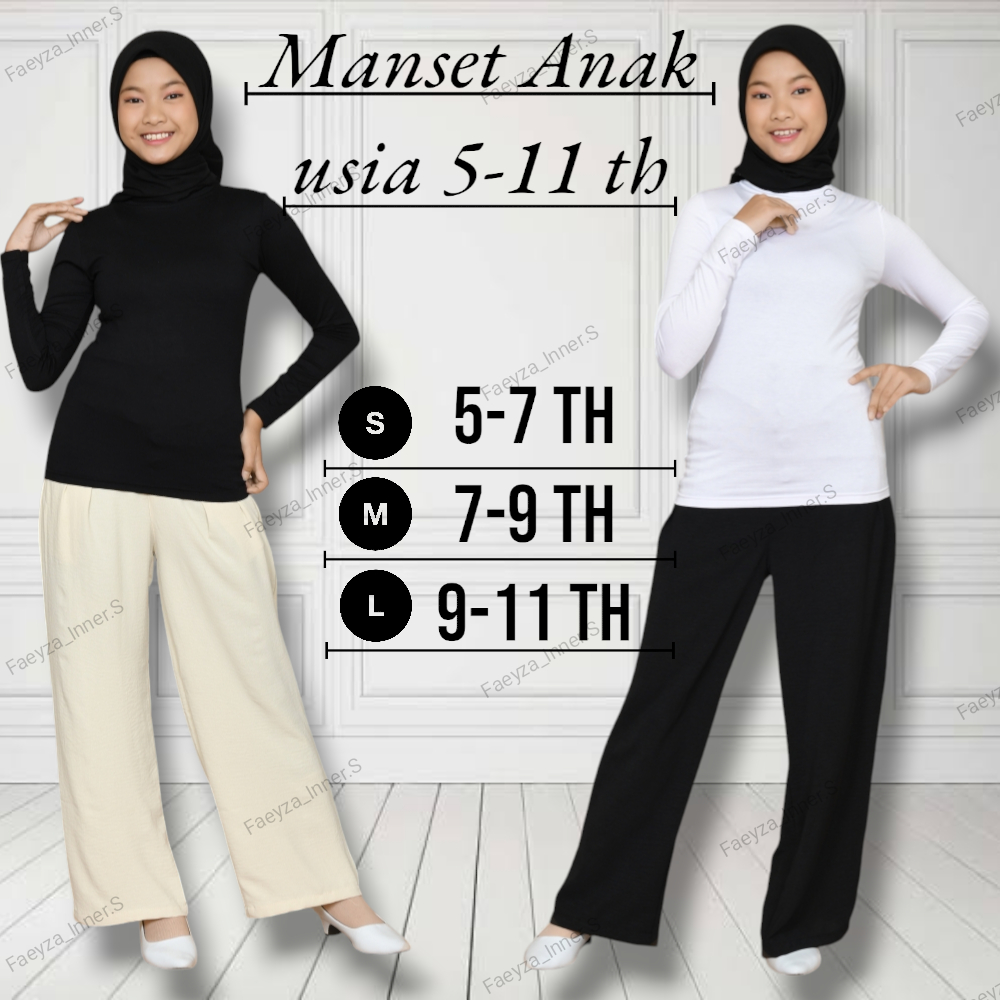 Baju Manset Anak Perempuan Usia 5-11 Tahun Kaos Anak Lengan Panjang Bahan Spandek Rayon