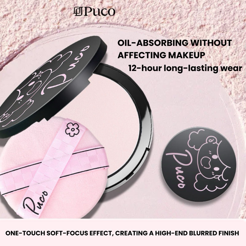 Puco Big Little Monster Compact Powder, Soft Focus, Long-Lasting Coverage, Fixing Makeup, Oil-Contro