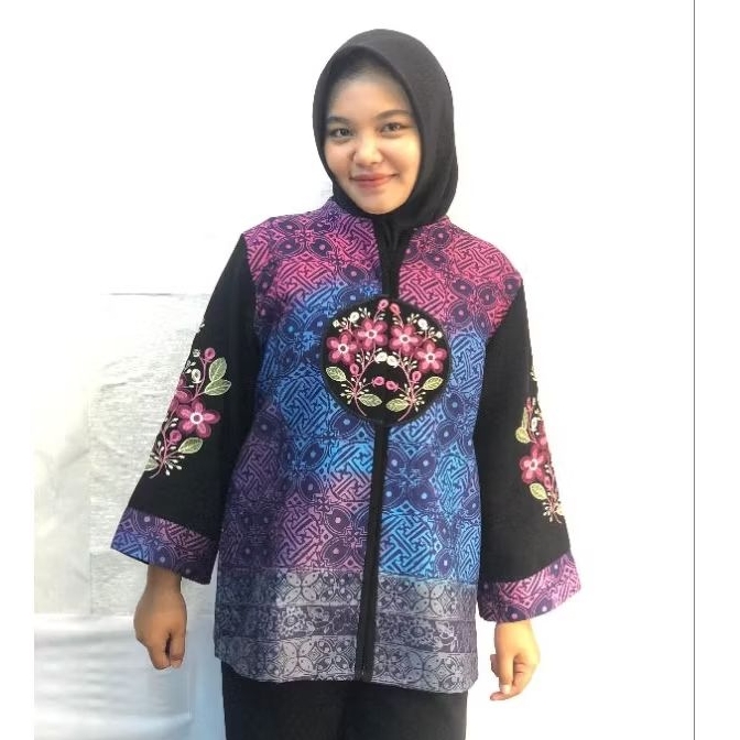 Blouse Batik Atasan Wanita Bordir Gradasi Motif Terlaris Model Modern Exclusive Baju Batik