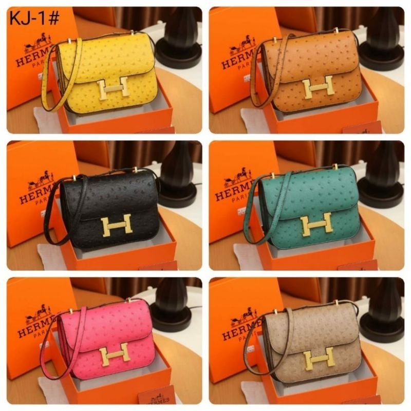 KJ-1 Ostrich Leather With Gold Hardware Hb