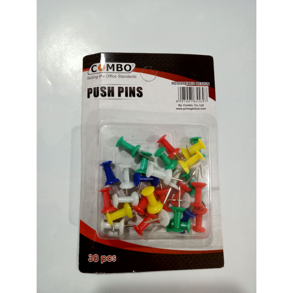 

Push Pins / Paku Kertas / Paku Pin Warna Combo 30