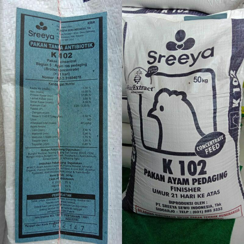Konsentrat ayam pedaging Finisher K102 SREEYA 1kg