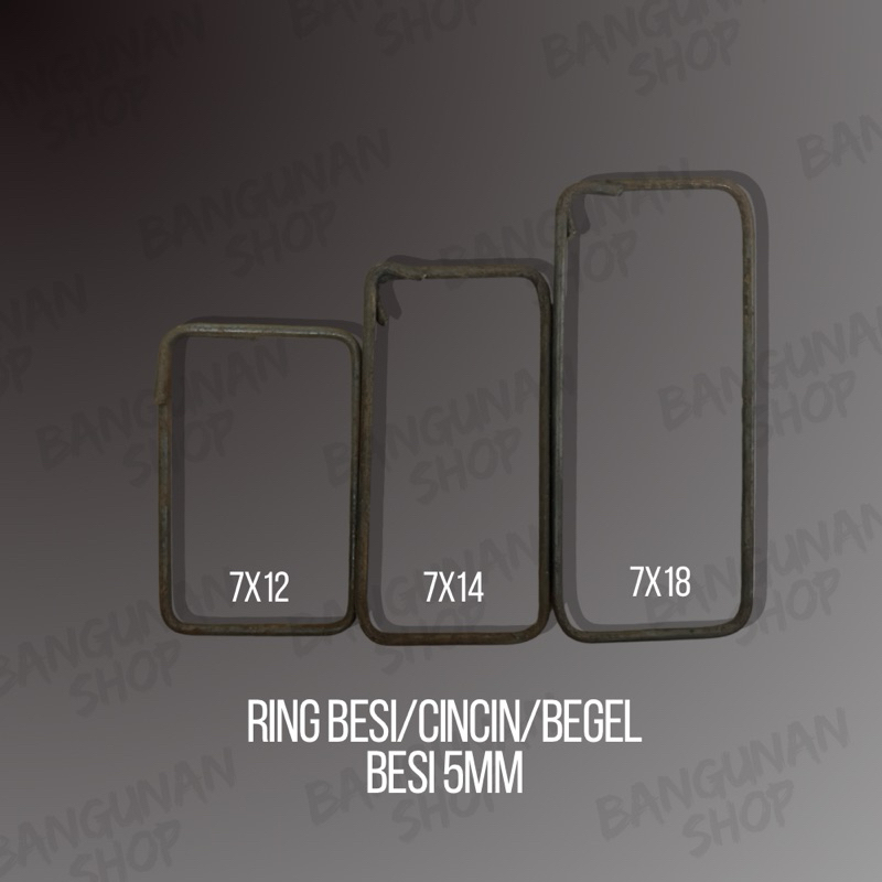 Besi Ring/Cincin/Begel 5mm+-, ukuran 7x12 - 7x14 - 7x18