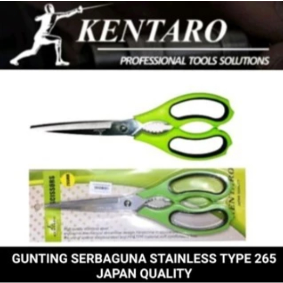 

Gunting serbaguna stainlesteel type 265 ( anti karat ) Kentaro Japan quality