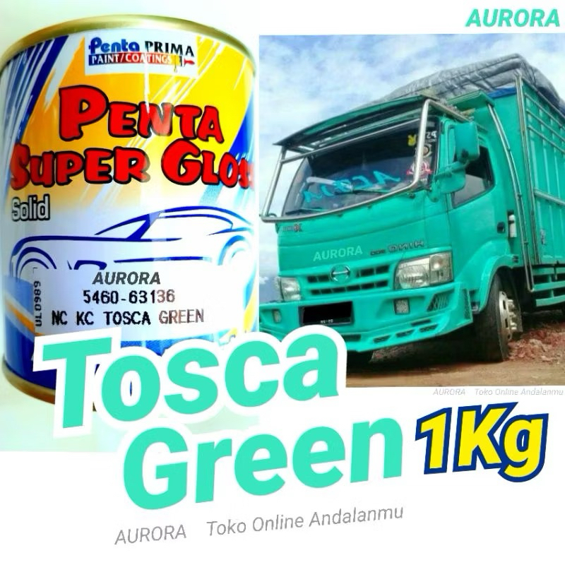 Cat Tosca Green 1Kilo Penta Super Gloss Hijau Toska Solid Ijo Biru 1Kg 1Liter