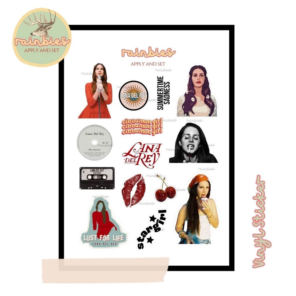 

Sticker Lana Del Rey Stiker Vinyl Waterproof Kisscut HP Tablet Laptop Koper Travel Aesthetic