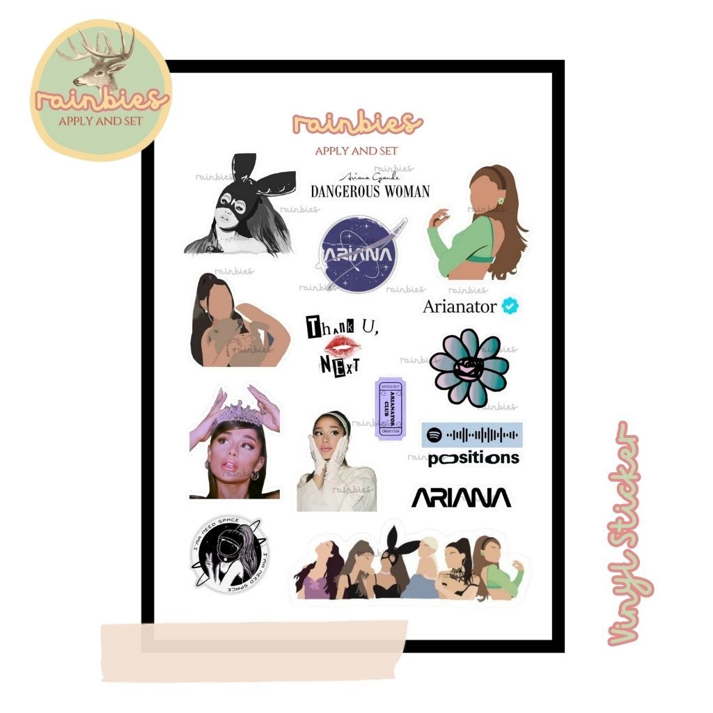 

Sticker Ariana Grande Stiker Vinyl Waterproof Kisscut HP Tablet Laptop Koper Travel Aesthetic