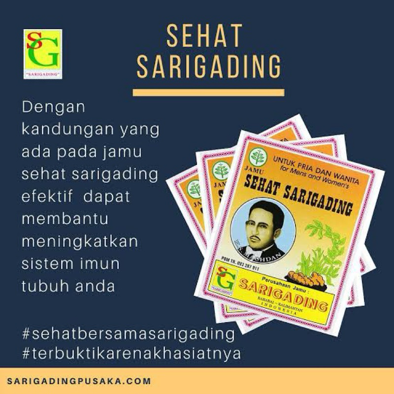 

Jamu Sarigading (harga perbungkus isi 3 sachet)