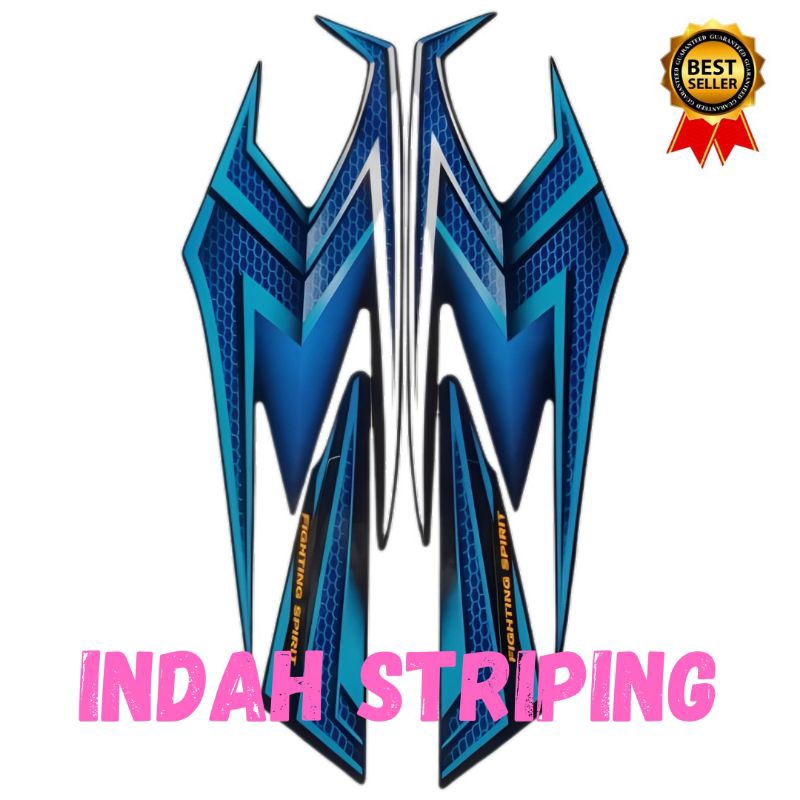 STIKER LIS STRIPING MOTOR RX KING TAHUN 2004 WARNA BIRU