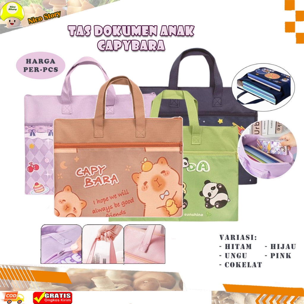 

(NCS) Tas Dokumen Anak kursus Belajar Dengan Resleting Kanvas Anti Air Tote Bag Canvas Waterproof Tas Les kartun lucu Stationery Sekolah A4 Ngaji Mengaji Jinjing Folder Organizer Laptop Souvenir Hadiah