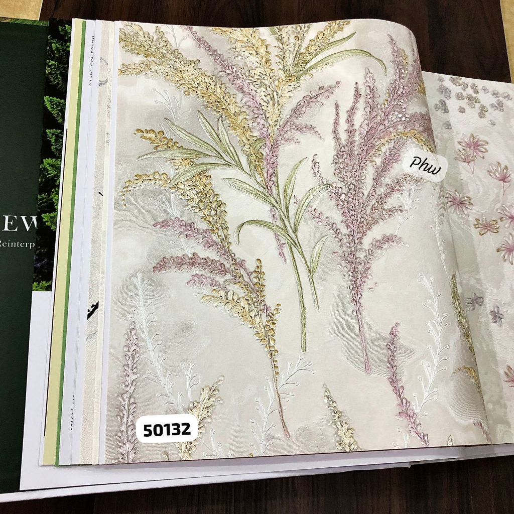 Wallpaper Dinding Tanaman Bunga Putih Biru Ungu Modern Dawn