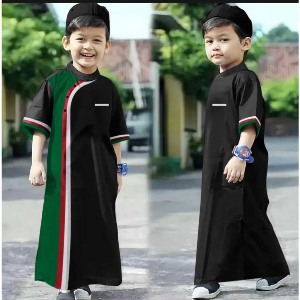 JUBAH ANAK LAKI-LAKI MODEL AZKA PALESTINE FREE PECI/BAJU KOKO/GAMIS ANAK - MALABIS