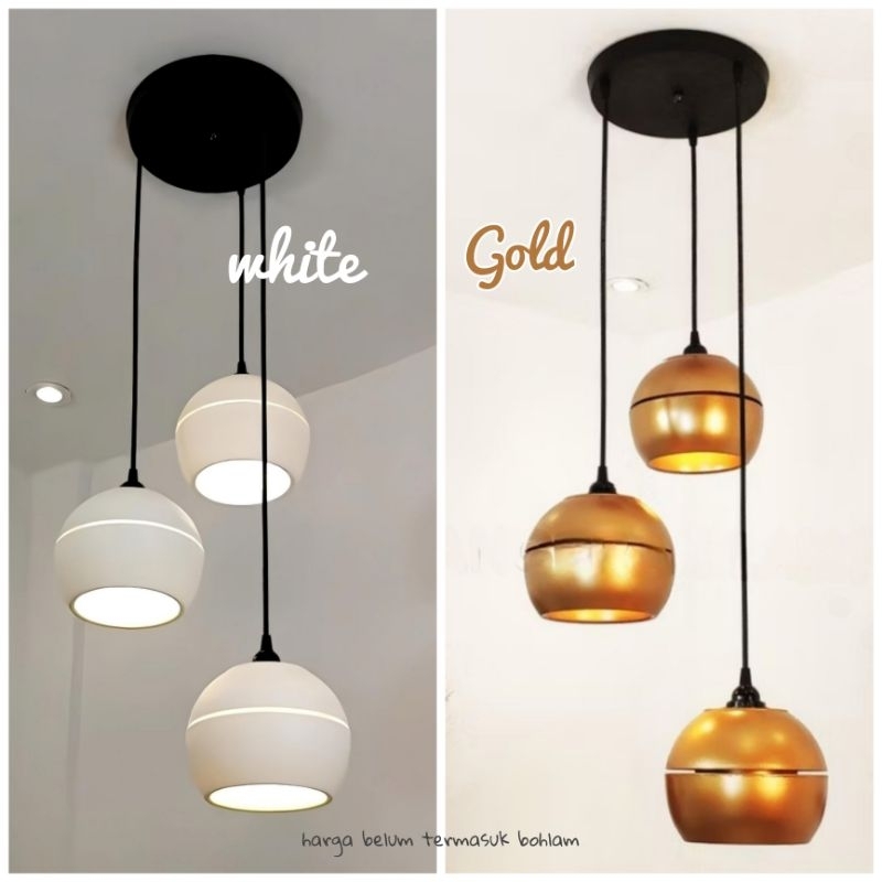 Lampu Gantung Minimalis 3 in 1 Moonlight Kap Bulat Lampu Hias Gantung Estetik Elegan - Kamar - ruang