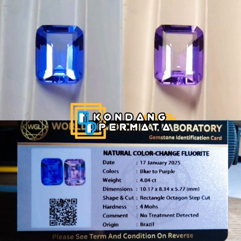 Natural Change Color Fluorite Lengkap Sertifikat memo Dijamin 1000% Natural