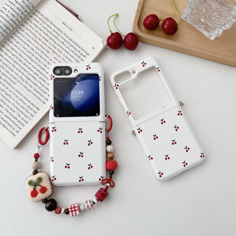 New Case Zflip7 Cherry Fruits Pelindung Lipetan Tengah Cute With Chain Gantungan Hp Cantik Hp Imut V