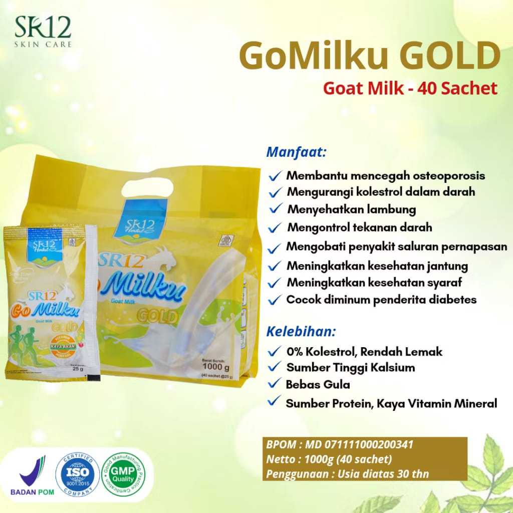 

( PENGIRIMAN INSTANT ) Susu Kesehatan GOMILKU GOLD Susu Kambing Etawa Kesehatan Tulang Sachet 40 x25 Gram - INDOHERBAL SR12