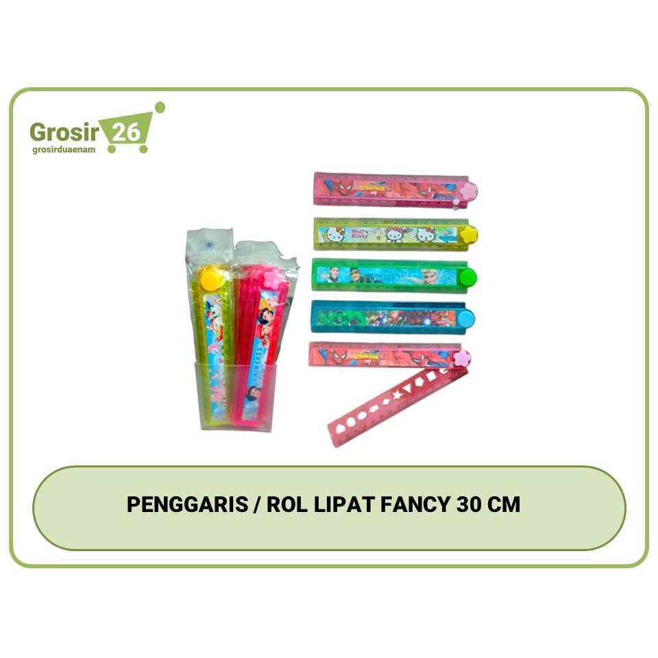 

(1 pcs) penggaris / rol / garisan / mistar plastik lipat karakter fancy 30 cm