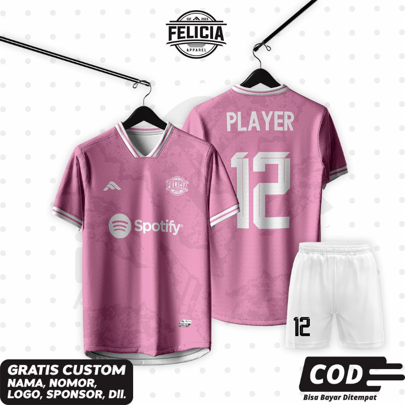 Jersey Custom Name Set / Jersey futsal voli bola / jersey printing pink