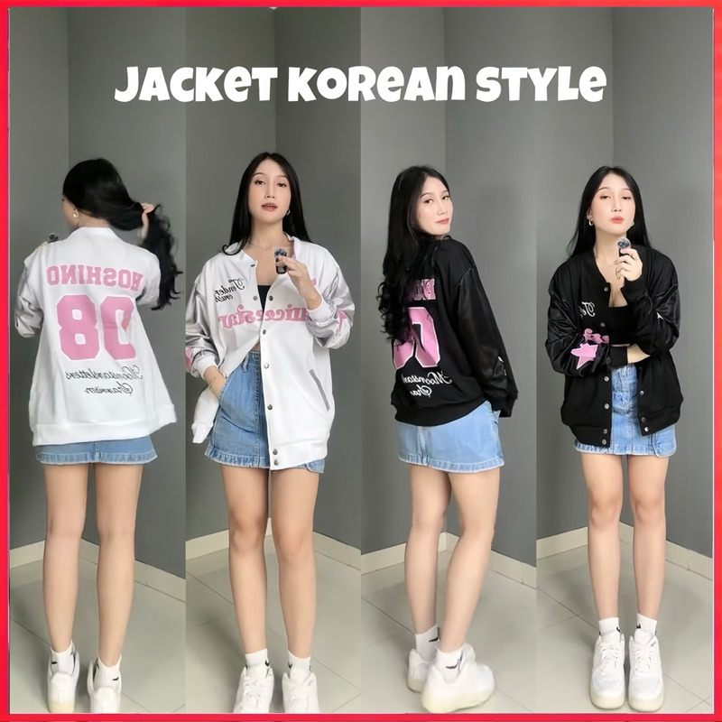 PARIOO JACKET BASEBALL WANITA MOTIF TENDER STAR BAHAN PREMIUM / JAKET BASEBALL CEWEK / JACKET BASEBA