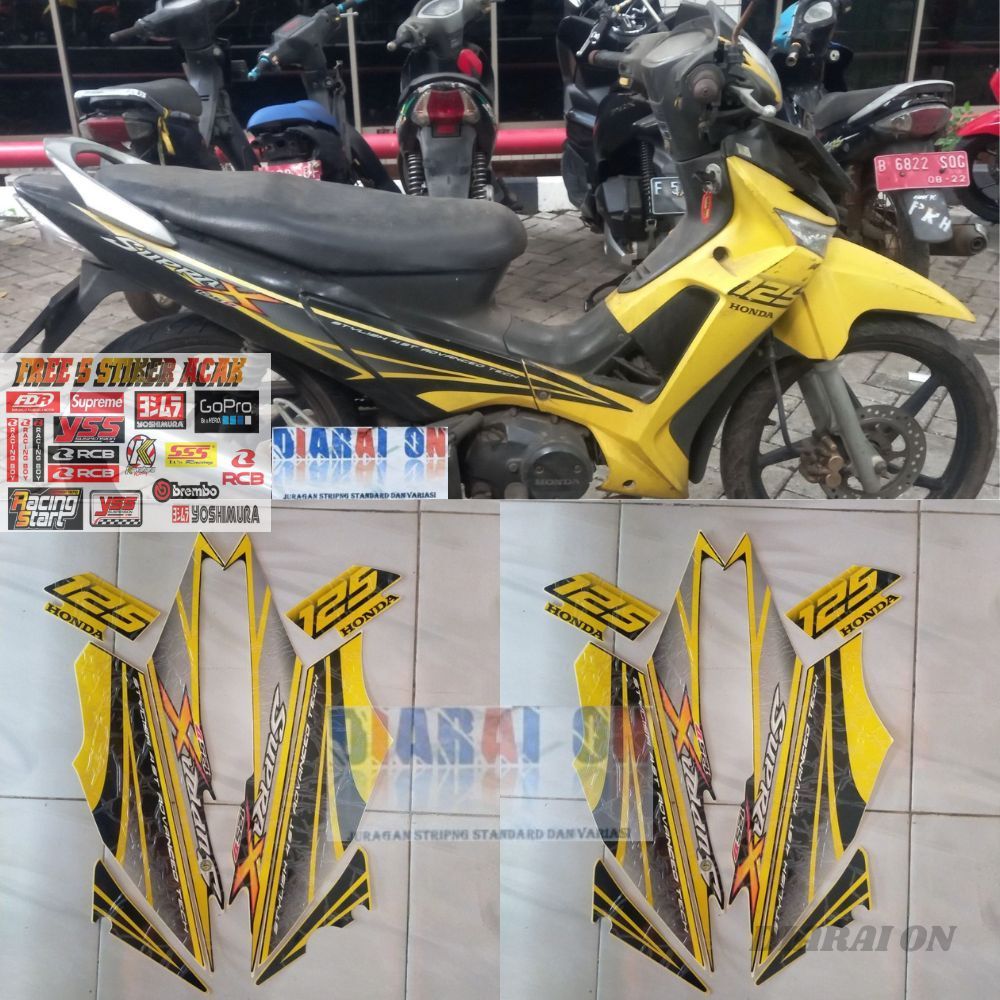 Striping Stiker Honda Supra X 125 D 2007 2008 - Supra X 125D Body Kuning Murah