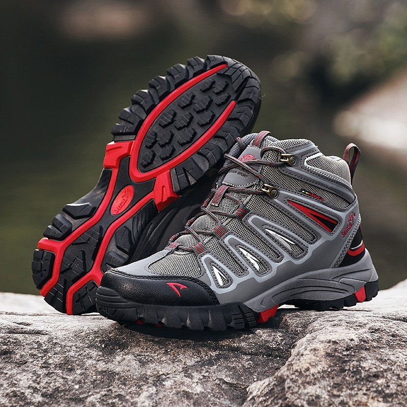 Sepatu Gunung SNTA 500 Grey Red - Gratis Kaos kaki / Sepatu Hiking SNTA / Sepatu Outdoor SNTA