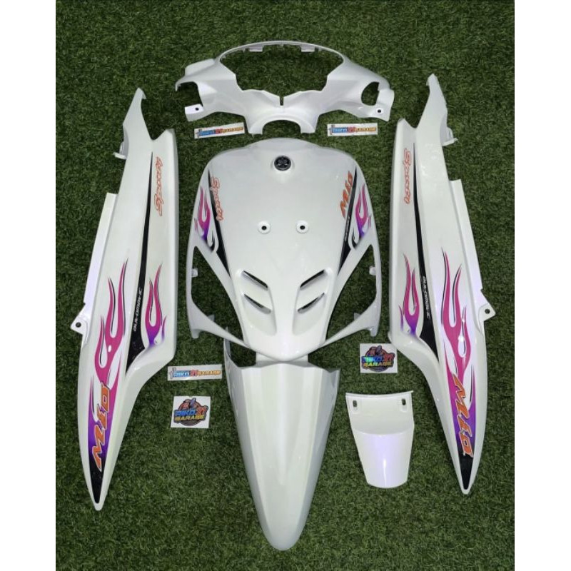 Cover body halus fullset mio sporty lama warna putih striping custom pink hitam yamaha mio sporty
