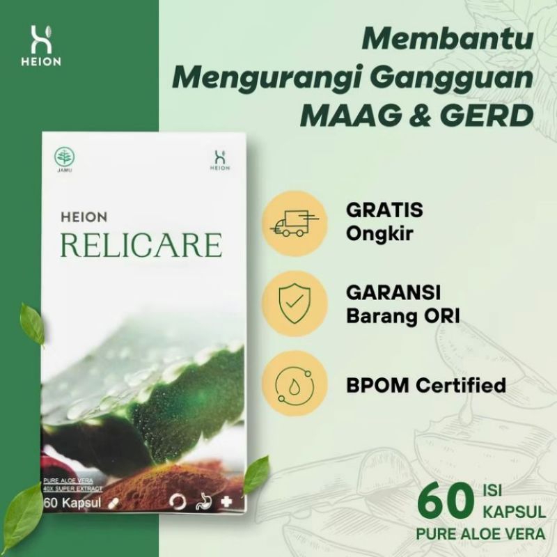 Heion Relicare 60 KAPSUL - Solusi Ampuh Asam Lambung , Maag , dan Gerd BPOM HERBAL ALAMI Lambung