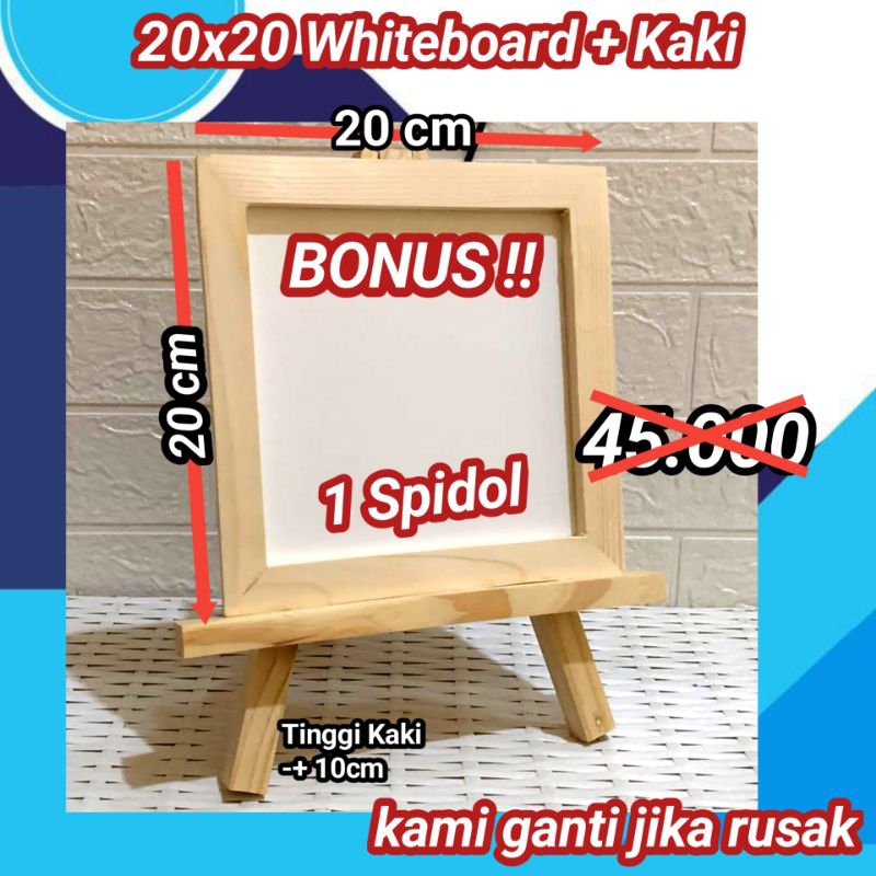 

Papan Tulis Whiteboard 20x20 + kaki (Bonus 1 Spidol)