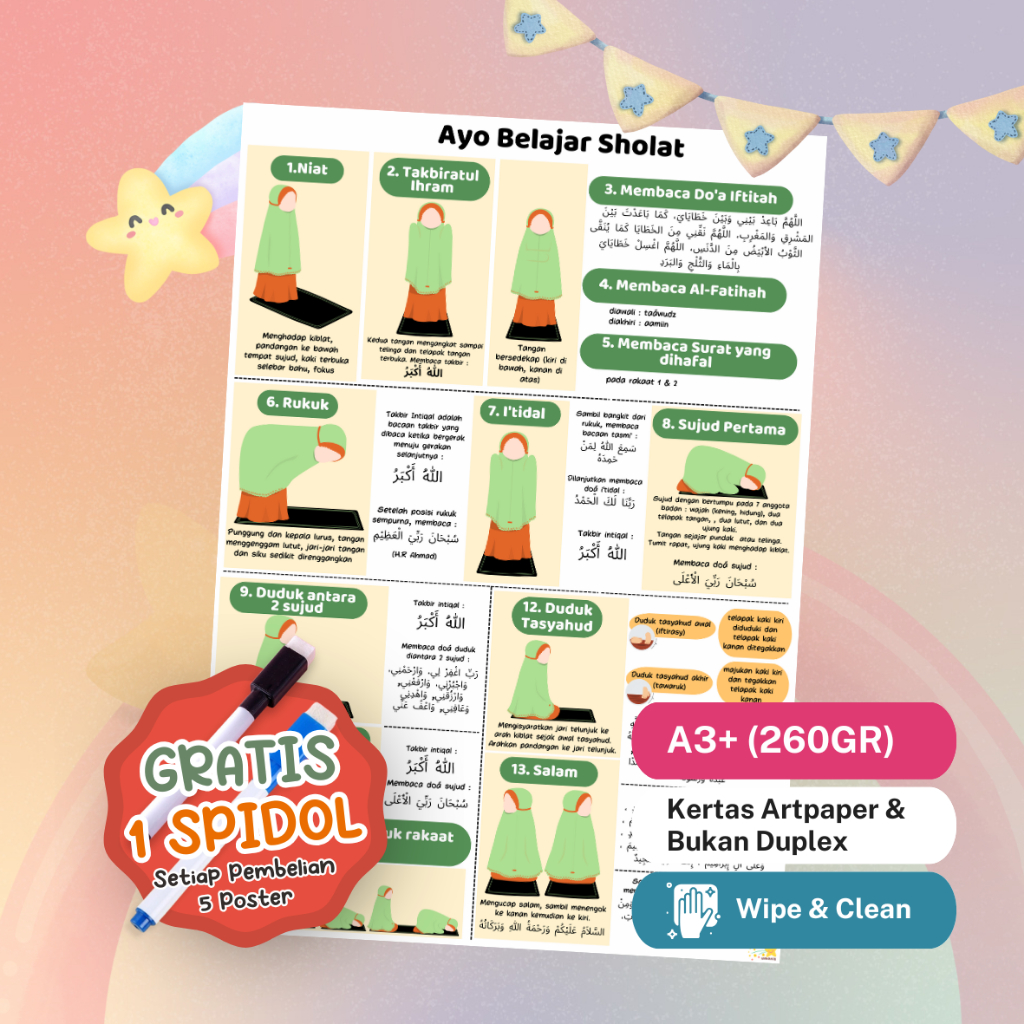 Poster Laminasi Bimbingan Sholat Perempuan / Poster Sholat Perempuan