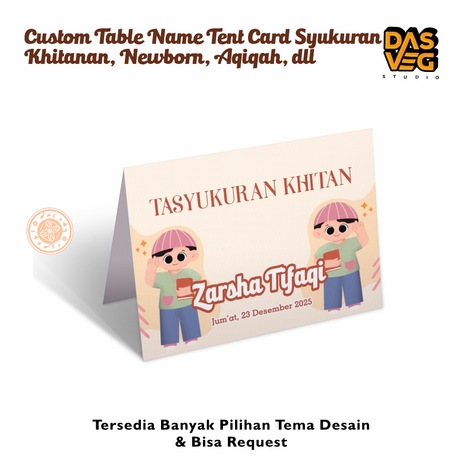 CUSTOM TABLE NAME TENT CARD / WISH  - DECOR Syukuran | Khitan, Newborn, Aqiqah, Tedhak Siten, dll