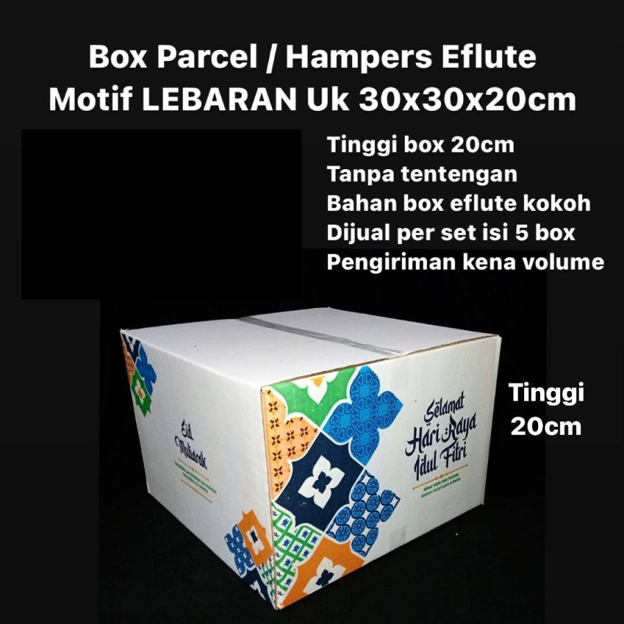 

(5 Pcs)Box Parcel Lebaran 30x30x20 Cm Dus Sembako Idul Fitri Kotak Hampers Eflute Eid Mubarak