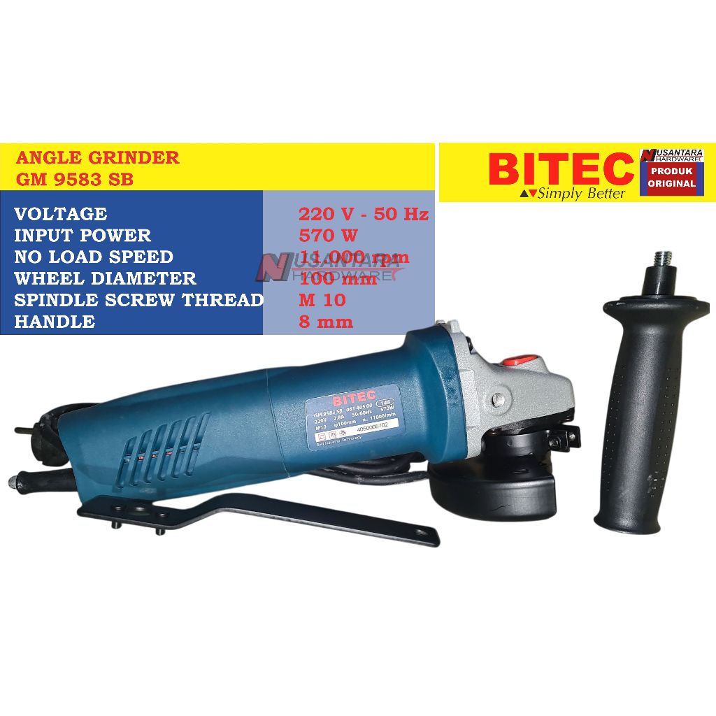 mesin gerinda tangan bitec gm 9583 sb, mesin gerinda potong bitec 4", mesin gerinda poles bitec 4", 