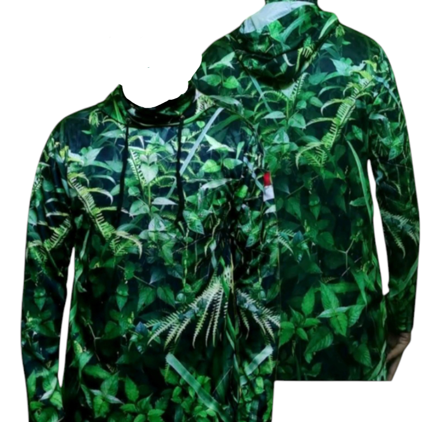 Baju Hoodie Camo Berburu Kaos Kamuflase Full Printing Motif Rumput