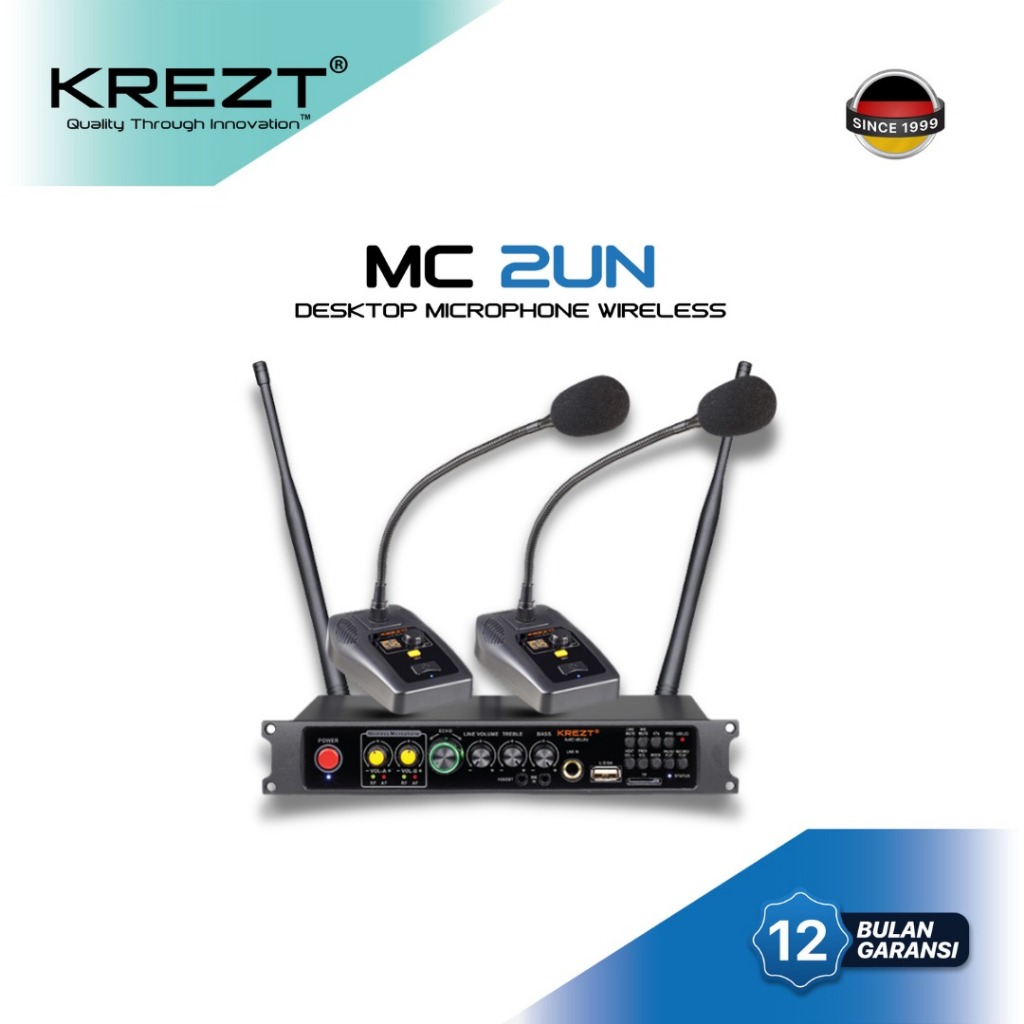 KREZT MC-2UN Wireless Mic Conference 2 Mic UHF With USB untuk Zoom Meeting