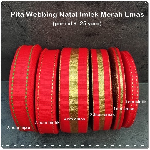 

GPITA-129 : Pita Bis / Webbing Natal Imlek Merah Emas (per rol)