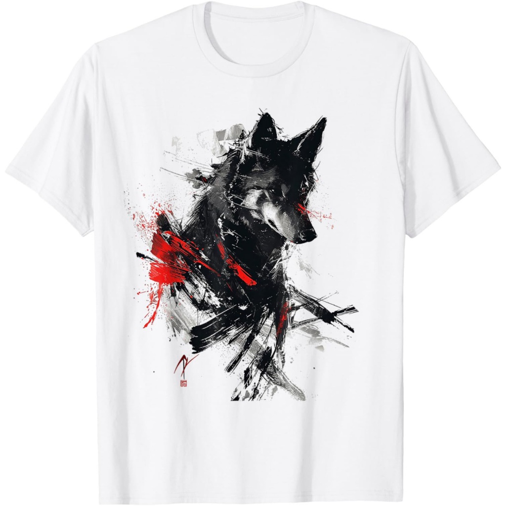 Kaos Ilustrasi Gambar Kebun Binatang Serigala Lukisan Serigala