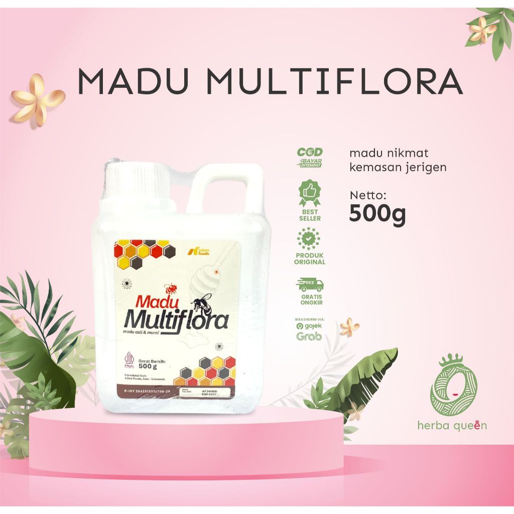 

Madu Multifora (Jerigen) 500Gr - 100% Madu Murni Menambah Stamina Menyehatkan Kerja Pencernaan Sumber Nutrisi Meredekan Tenggorokan Menjaga Kesehatan Jantung- Adam Herbal - Herbaqueen