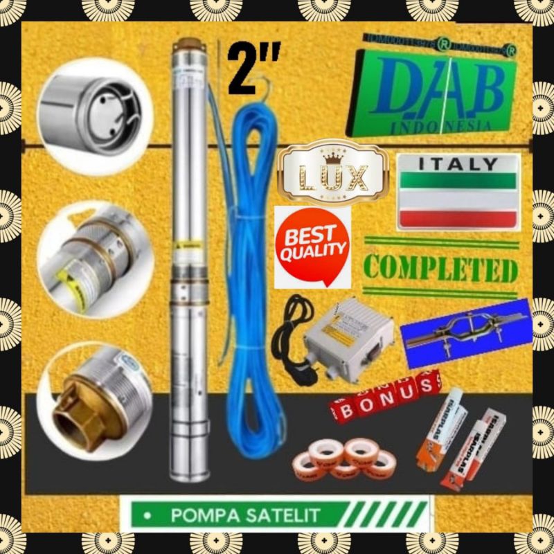 Garansi pompa satelit ( 2") Italy Dab 0.5 Hp 1/2 pk 370watt 2SDMI/38 kipas (0.5Hp) Plus COMPLETE Kab