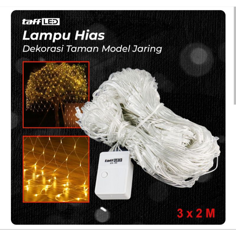 lampu hias jaring outdoor 3 X 2 meter / lampu camping / lampu glamping / lampu dekorasi