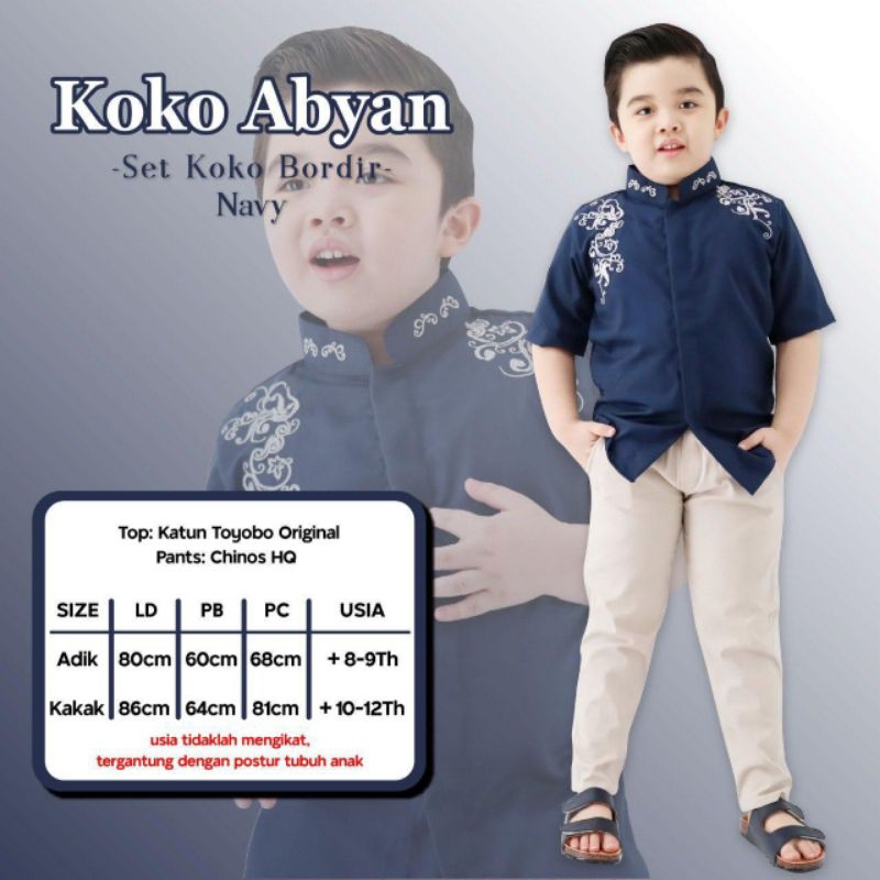 Set Koko anak Bordir  - Katun Toyobo Original/set koko anak premium