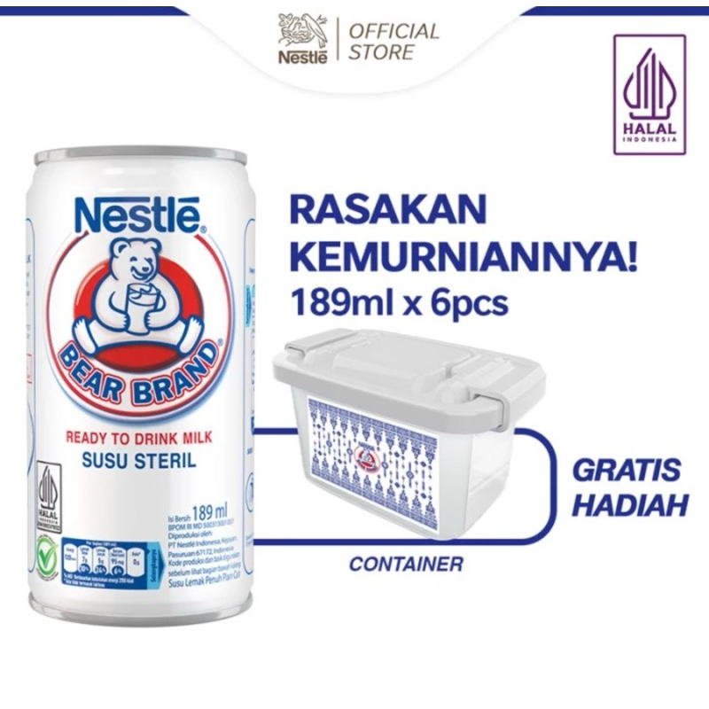 

Susu Beruang 189ml isi 6 free container