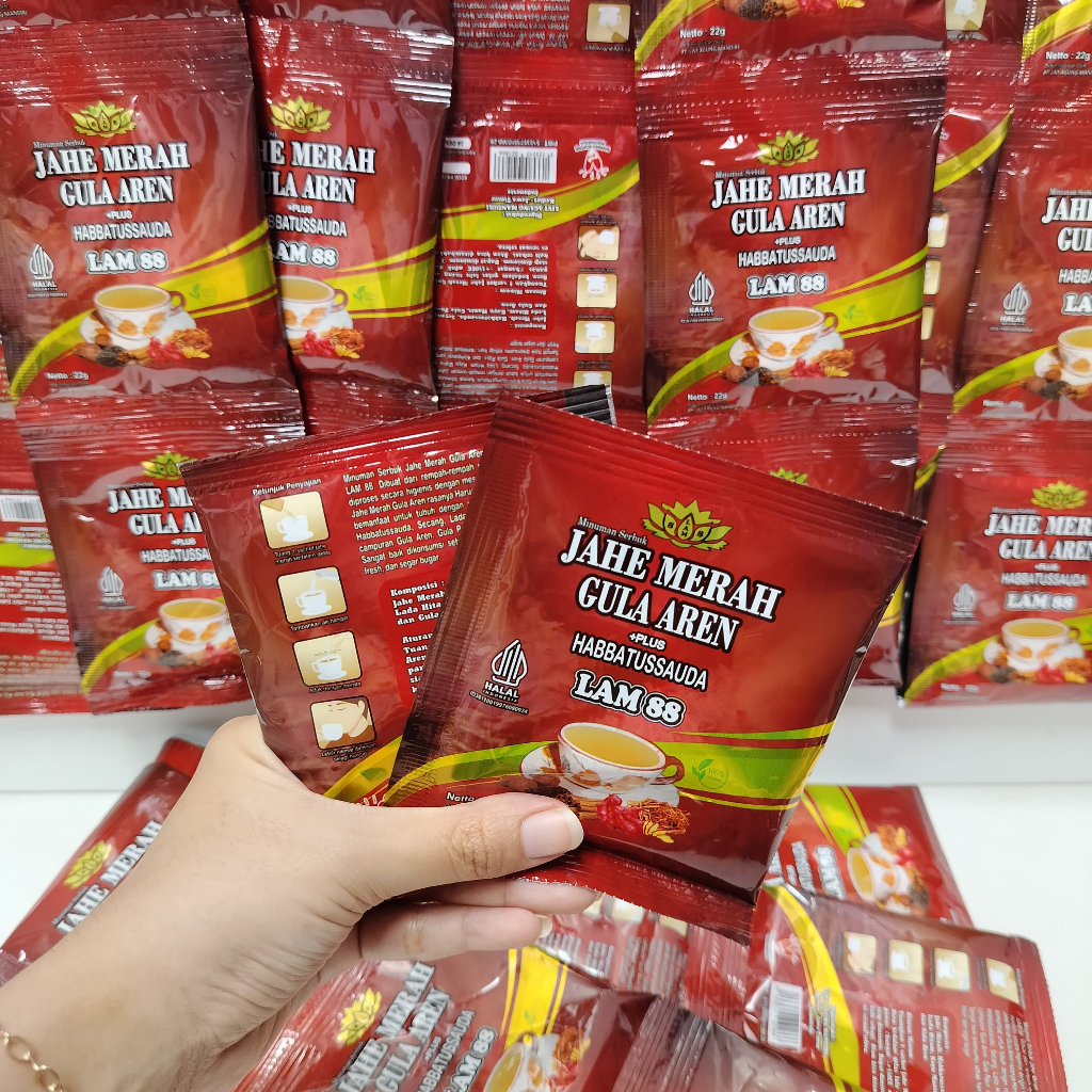 

Jahe Merah Gula Aren Plus Habbatusauda - 1 Renceng isi 12 Sachet