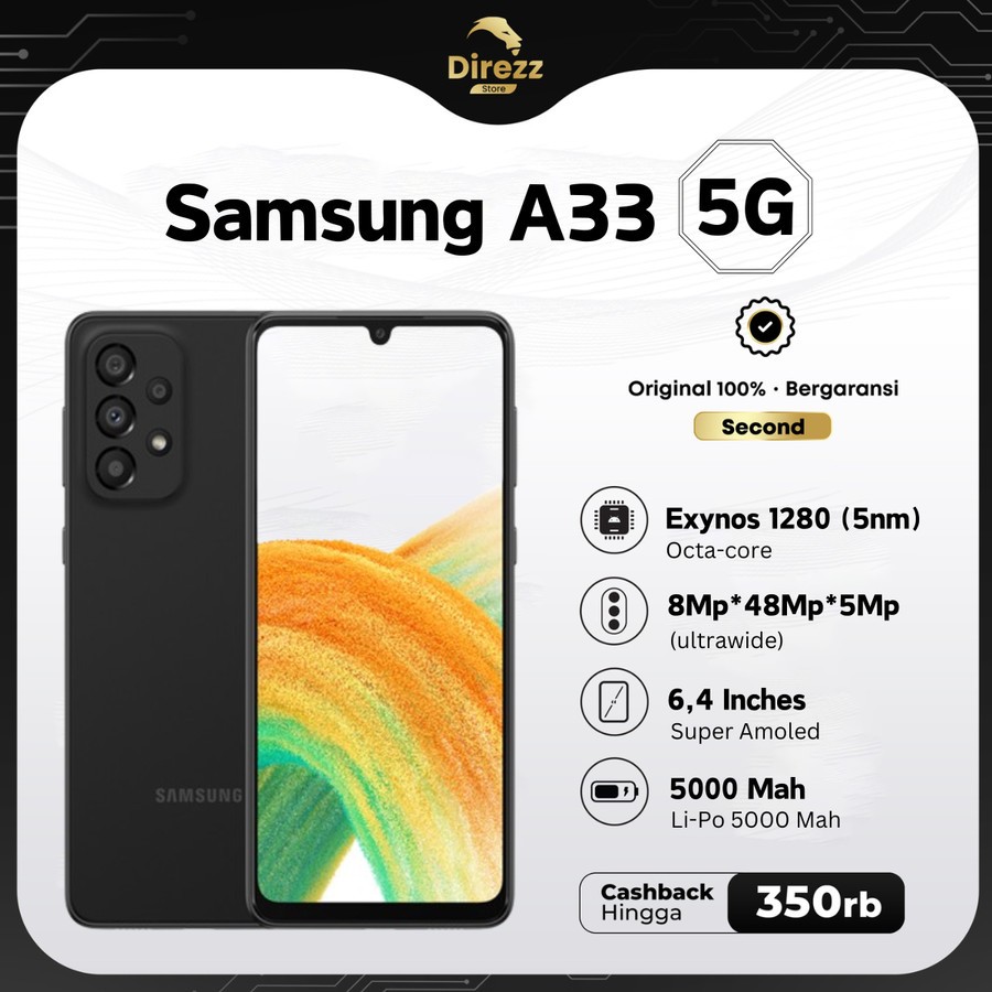 Samsung Galaxy A33 5G 8/256 GB Garansi SEIN Indonesia Second