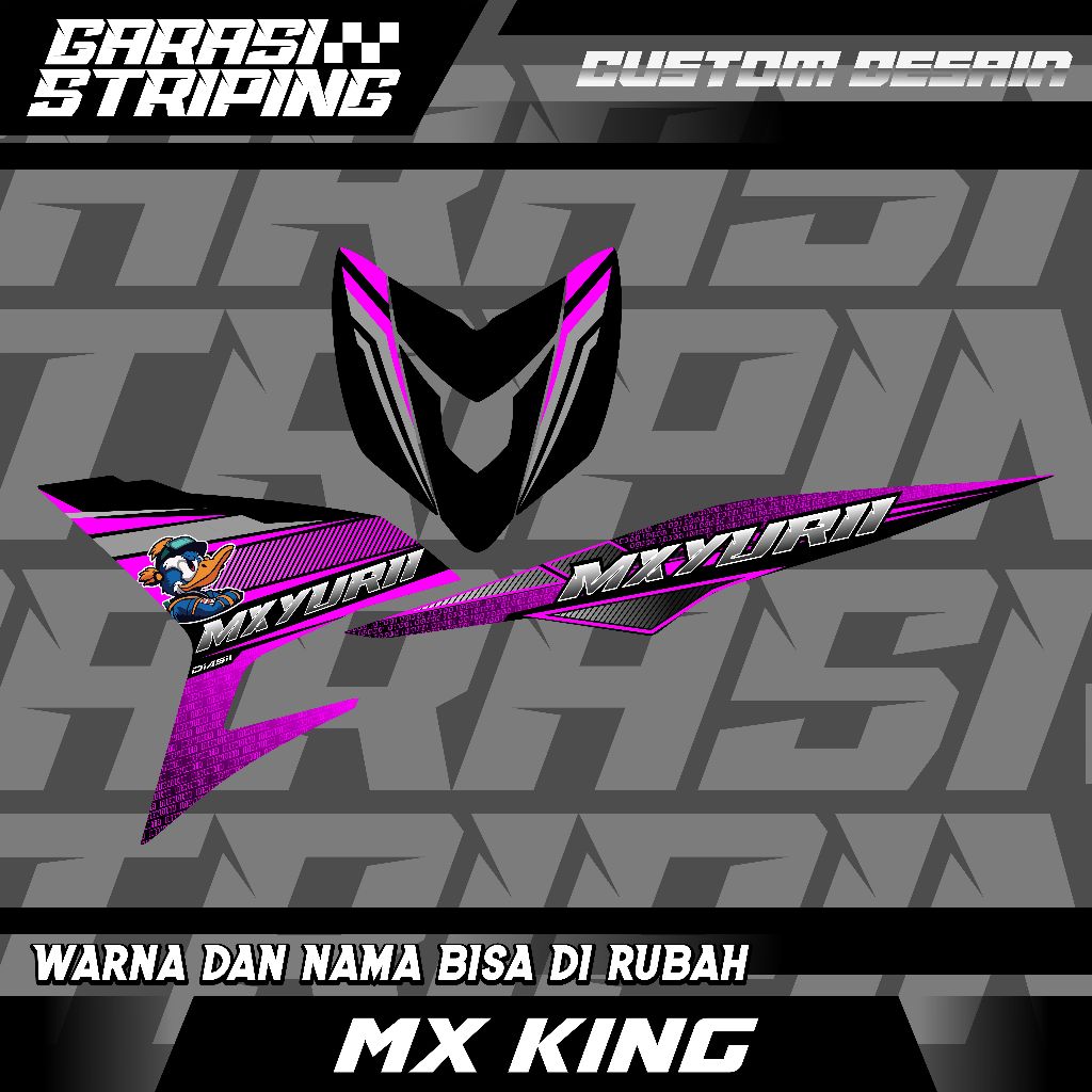 STRIPING CUSTOM VARIASI TRANSPARAN MX KING Y15ZR  STICKER VARIASI MOTIF TERBARU KEREN ABU UNGU HITAM