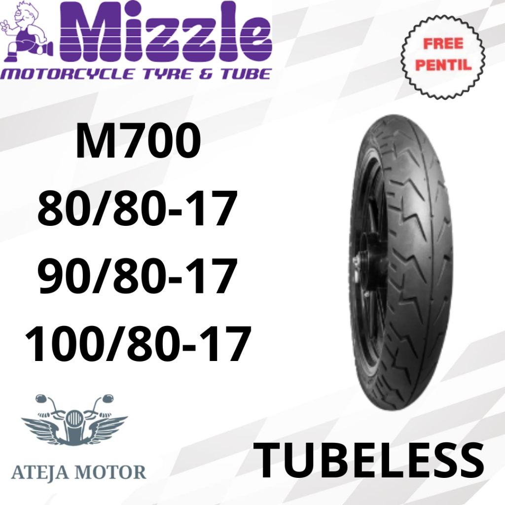 Ban Ring 17 Ban Tubeless Mizzle M700 80/80-17 90/80-17 100/80-17 Ban Ring 17 Tubeless Ban Motor Ring