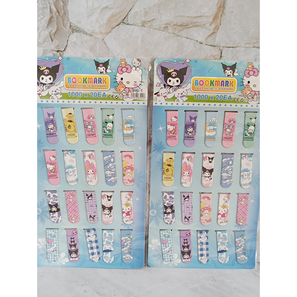 

SATU RENTENG ( 20 BIJI ) Magnetic Bookmark Pembatas Buku Hologram Karakter Lucu