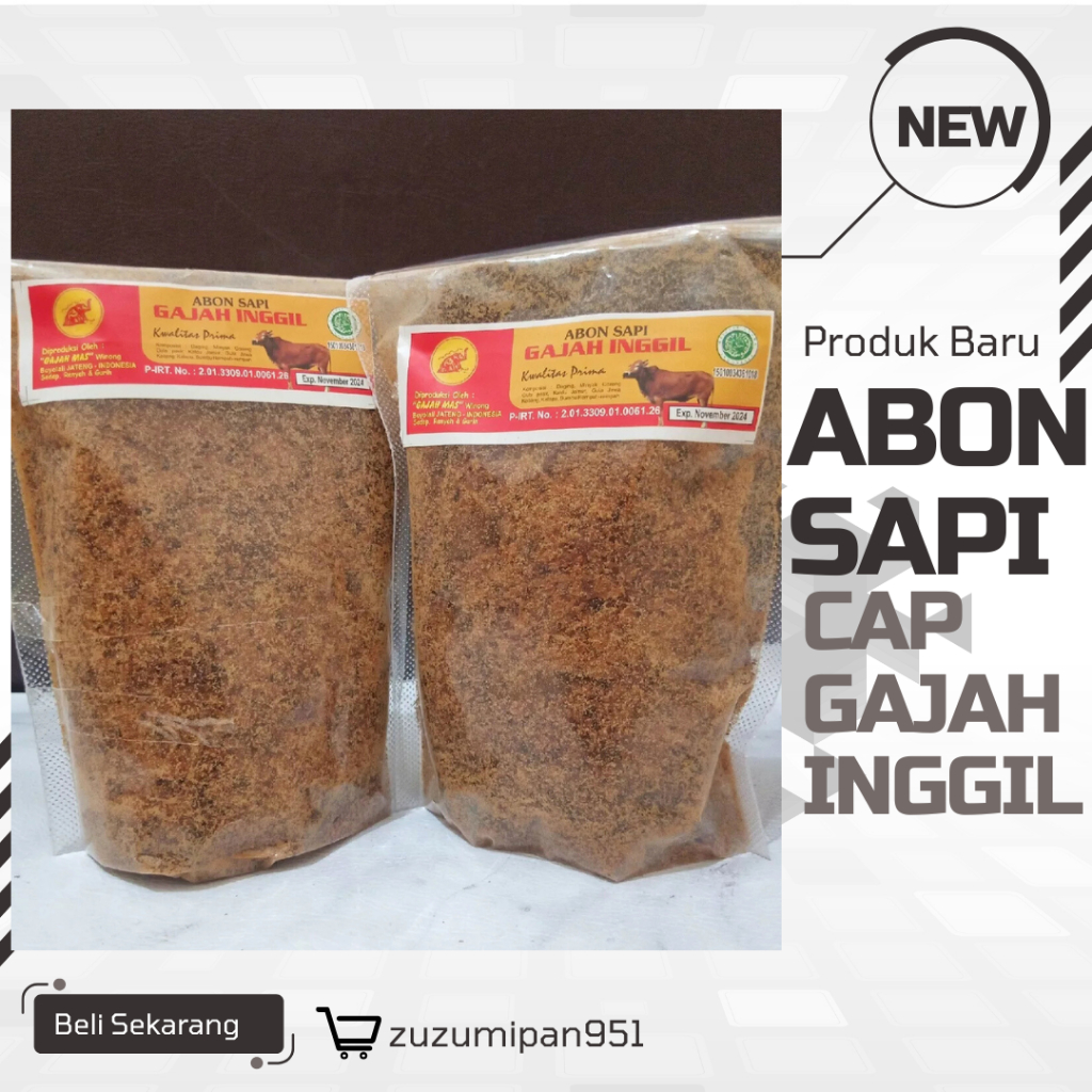 

Spesial|Abon Sapi Berkualitas|Abon Asli Sapi kemasan 1kg & setengah Kg Gajah Inggil